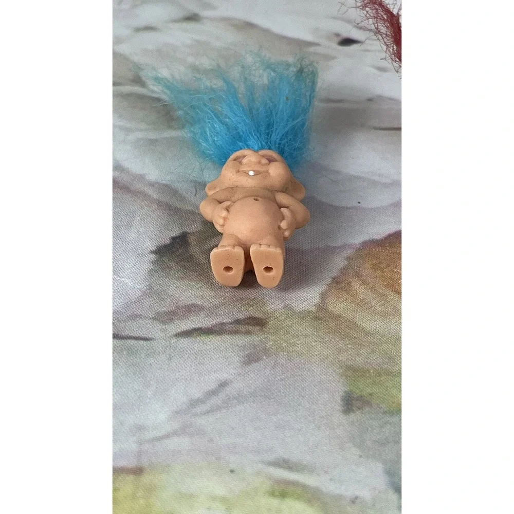 RUSS Troll Pencil Topper Creata 1992 Mini Troll Doll Blue Hair Red Hair Elf